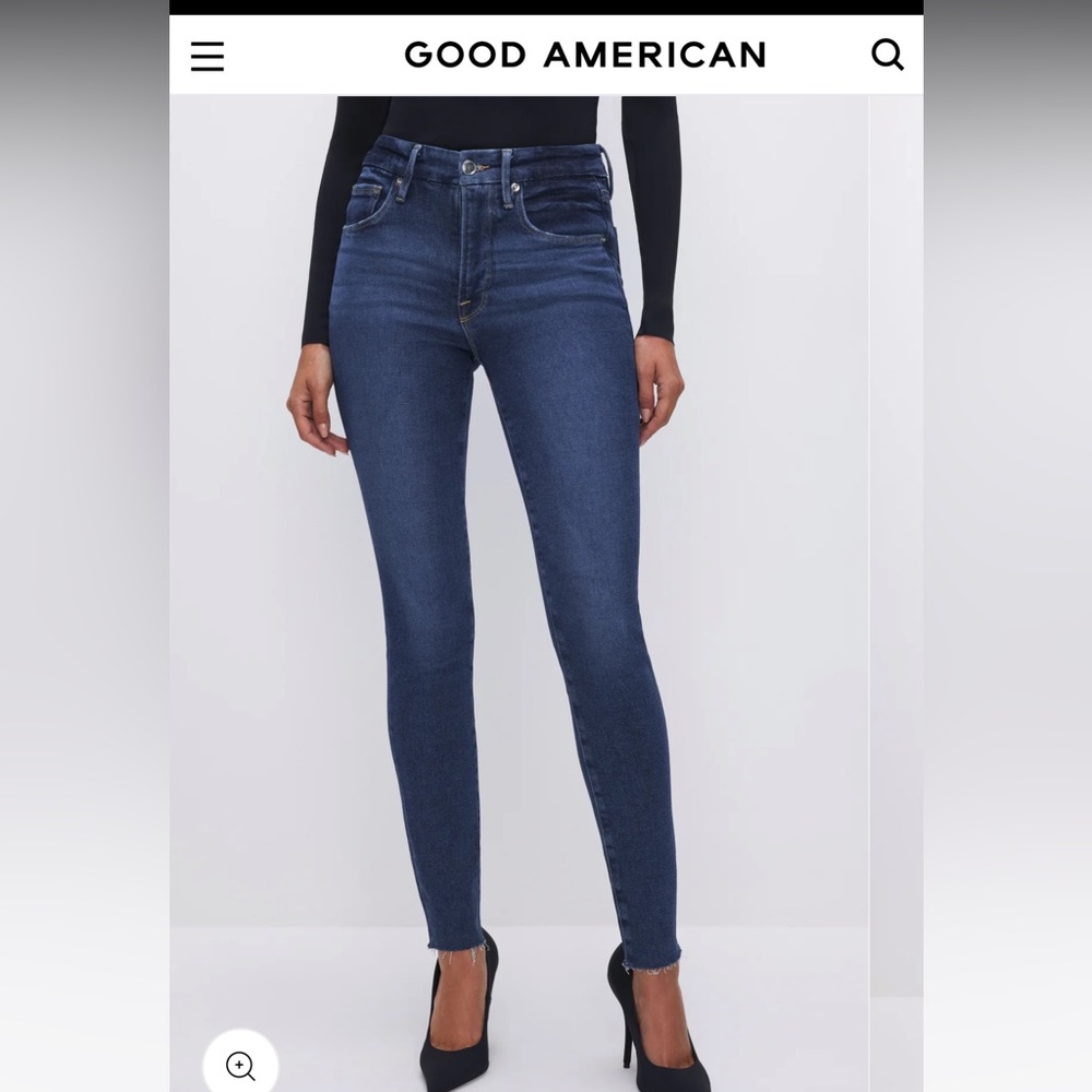Good American flat tummy Skinny Jeans raw edges  Retail for $158